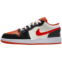耐克男女大童鞋Jordan 1 AJ1白橙黑低帮耐磨篮球鞋DV1335-800