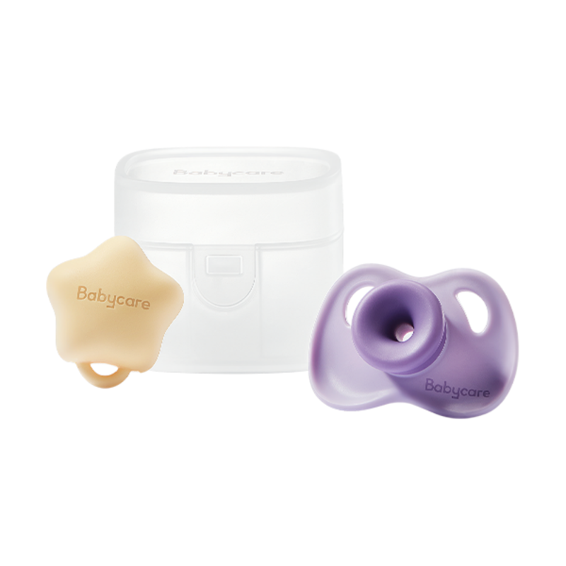 babycare安抚奶嘴bc新生婴儿防胀气宝宝睡觉神器 M(3-6个月)四件套 伊维尼星星-洛克黄