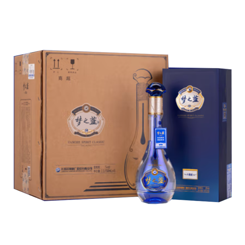 洋河梦之蓝水晶版 浓香型白酒 550mL *4瓶 整箱装 40.8度