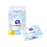 维达(Vinda)小兔棉棉乳霜抽取式纸面巾3层S码90抽×4包/提 软抽纸巾柔软舒适
