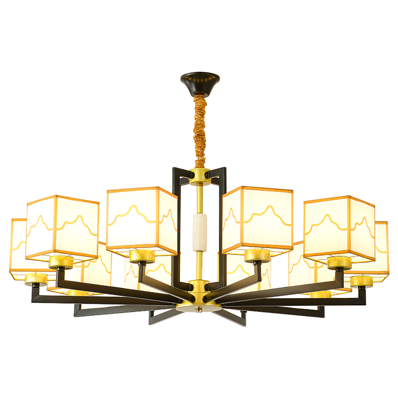 克罗斯塔 新中式吊灯玻璃轻奢客厅大灯现代餐厅家用中国风禅意简约现代大厅灯具