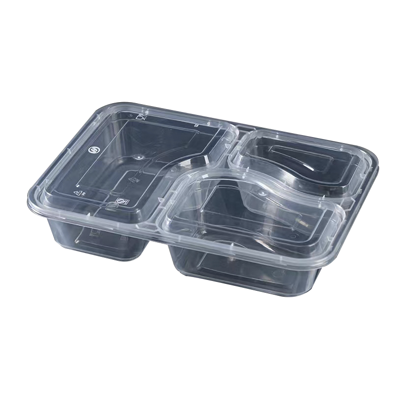 蒙浩博 一次性透明三格餐盒 150套 箱