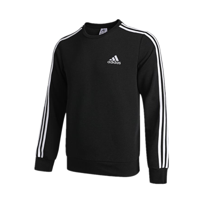 阿迪达斯 (adidas)卫衣男装 2023新款运动服跑步训练健身长袖休闲圆领棉质套头黑色衫 GK9078