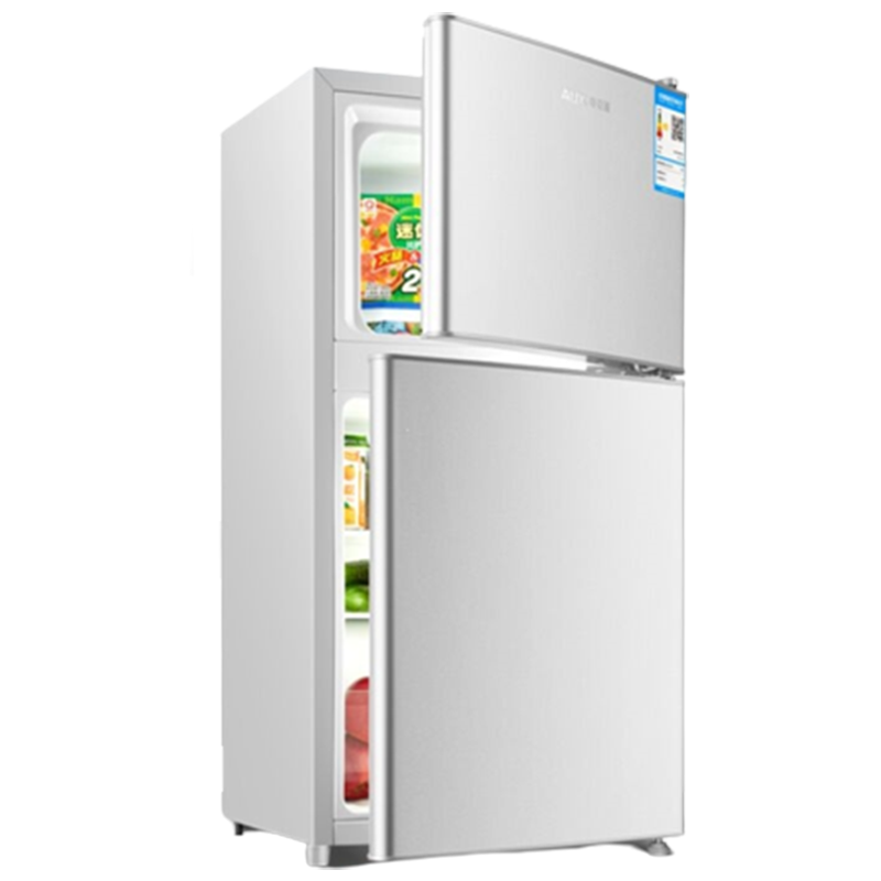 奥克斯(AUX)小冰箱双门小型电冰箱冷藏冷冻保鲜小冰箱宿舍租房家用节能电冰箱-双门-银色52K上冷冻下冷藏