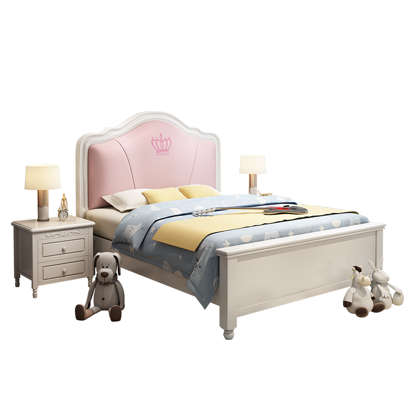 百冠环球 美式儿童床男孩女孩单双人床1.5米全实木床青少年卧室1.2m公主床