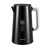 苏泊尔(SUPOR)电水壶1.7L/升 316不锈钢智能显影电热壶烧水壶电茶壶 进口温控双层防烫黑色SW-17S62A