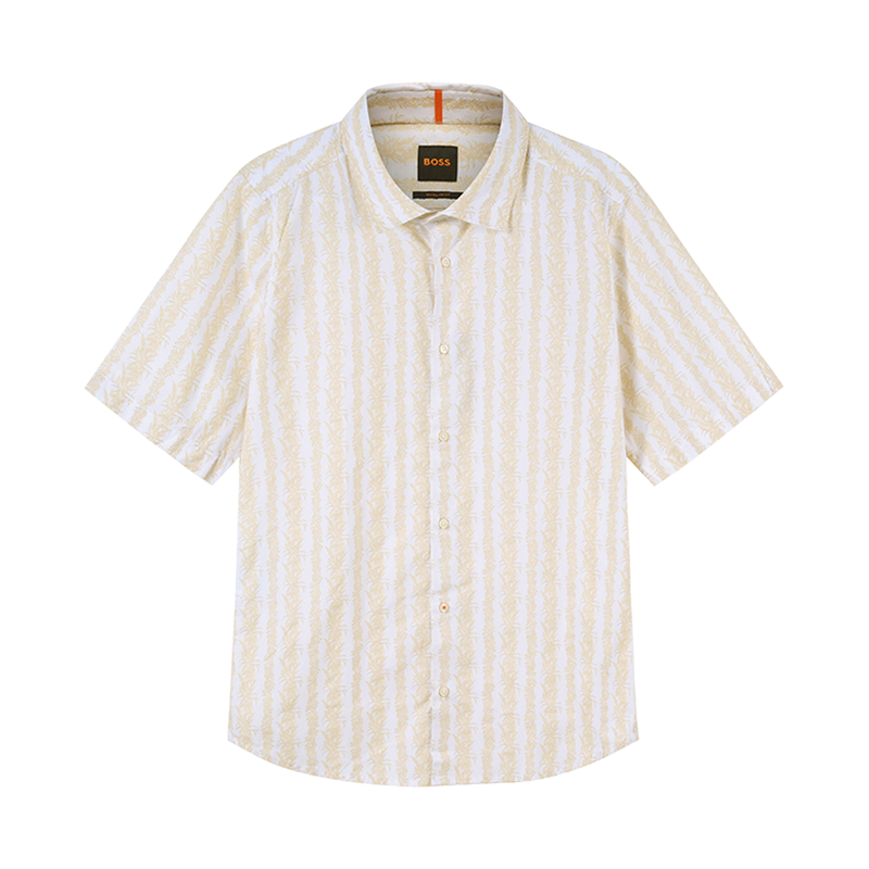 雨果博斯 HUGO BOSS 男士orange系列棉质休闲短袖衬衫50489505