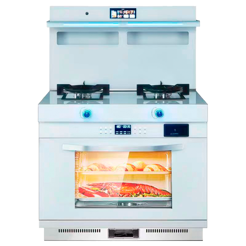 方帅(FOSHUAI)白色集成灶蒸烤炸一体家用油烟机侧吸下排语音控制