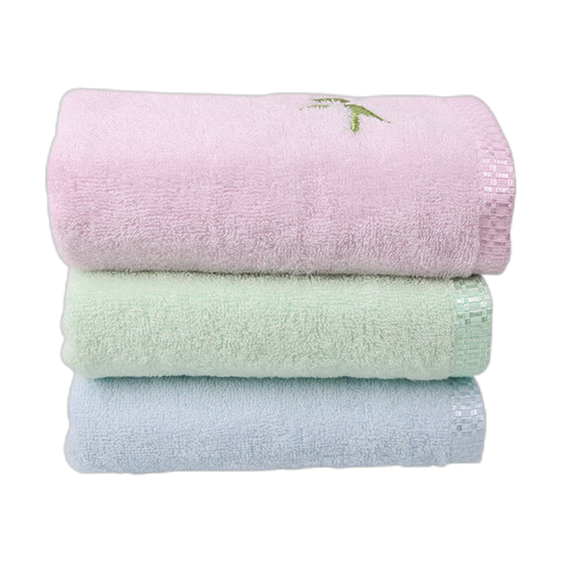 天琴 竹纤维素色绣花毛巾浴巾浴品套装三条装TQ-Y85