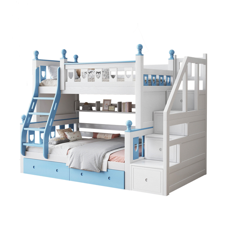 百冠环球 地中海双层床橡胶木床美式男女子母床两层实木孩儿童床小户型成人高低床