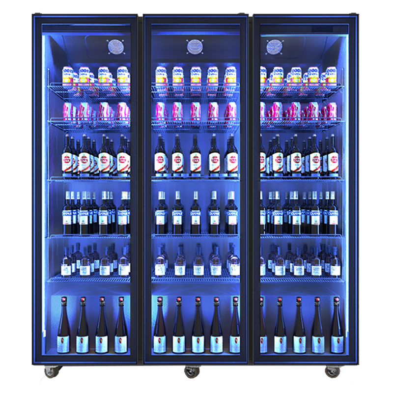 lecon/乐创风冷啤酒柜酒吧冷藏展示柜超市商用双门立式网红饮料柜 大三门风冷款