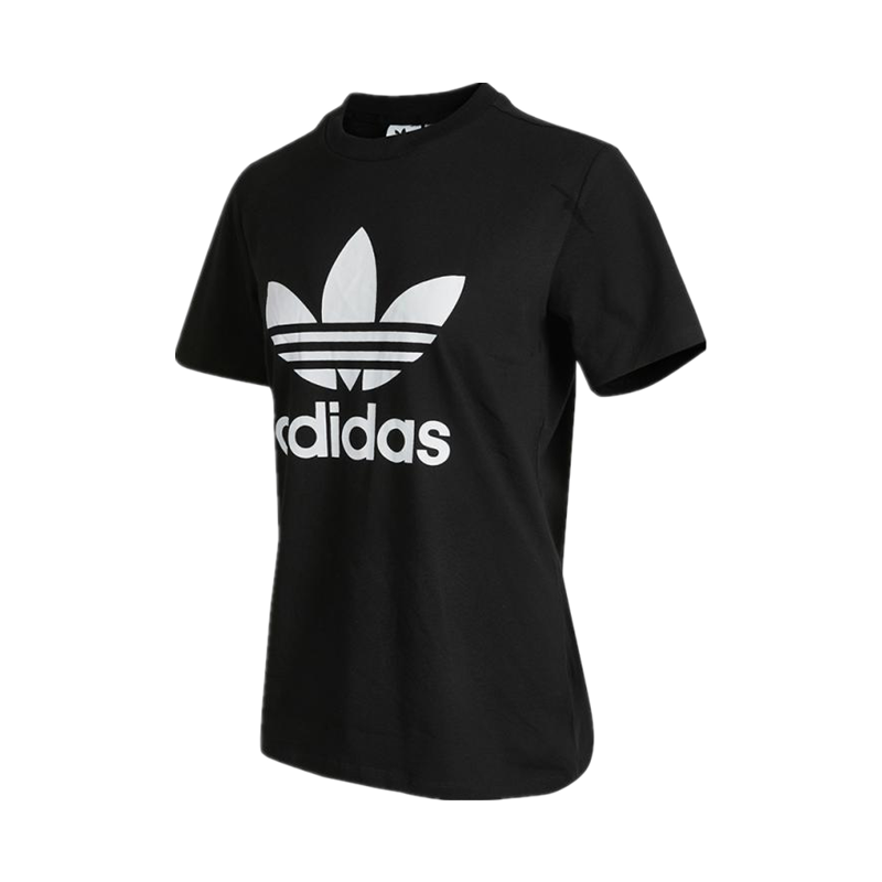 阿迪达斯 (adidas)三叶草短袖女装上衣 夏季新款训练健身透气运动休闲圆领宽松T恤衫 GN2896黑色