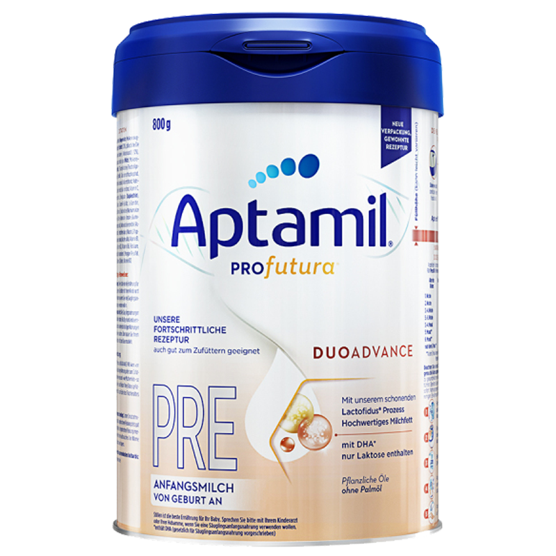 海外Aptamil 德国爱他美 白金版HMO 安心罐 婴幼儿配方奶粉 pre段(0~6个月)800g/罐*6罐装
