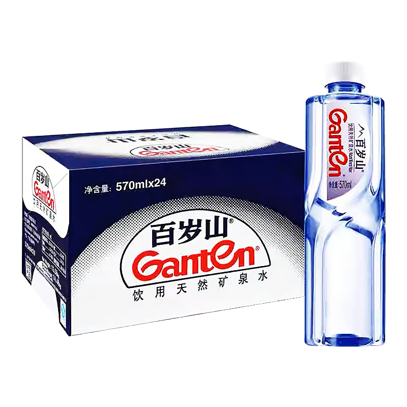 百岁山大瓶天然矿泉水570ml*12瓶饮用水车载家庭会议用水