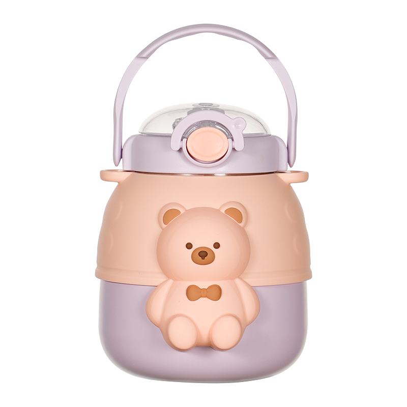 铂盛BOSHENG儿童水杯小熊保温杯女生高颜值大容量316水杯便携吸管杯
