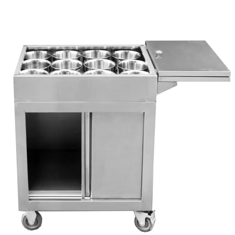 意黛斯(YIDAISI)不锈钢调料车小推车商用餐厅厨房多功能调料台调味车800*500*800 普通平板款