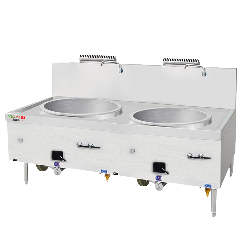 意黛斯(YIDAISI) 商用燃气大锅灶 单位学校食堂猛火炒菜双头大锅灶 80cm大炒炉大炒锅