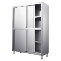 意黛斯(YIDAISI) 不锈钢4门碗柜 商用橱柜移动门 1200*500*1800mm 四门储物柜 304不锈钢