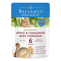 有效期到24年6月-单包装-新版澳大利亚bellamy's贝拉米米粉米糊6+ 苹果肉桂味 125g口感纯正