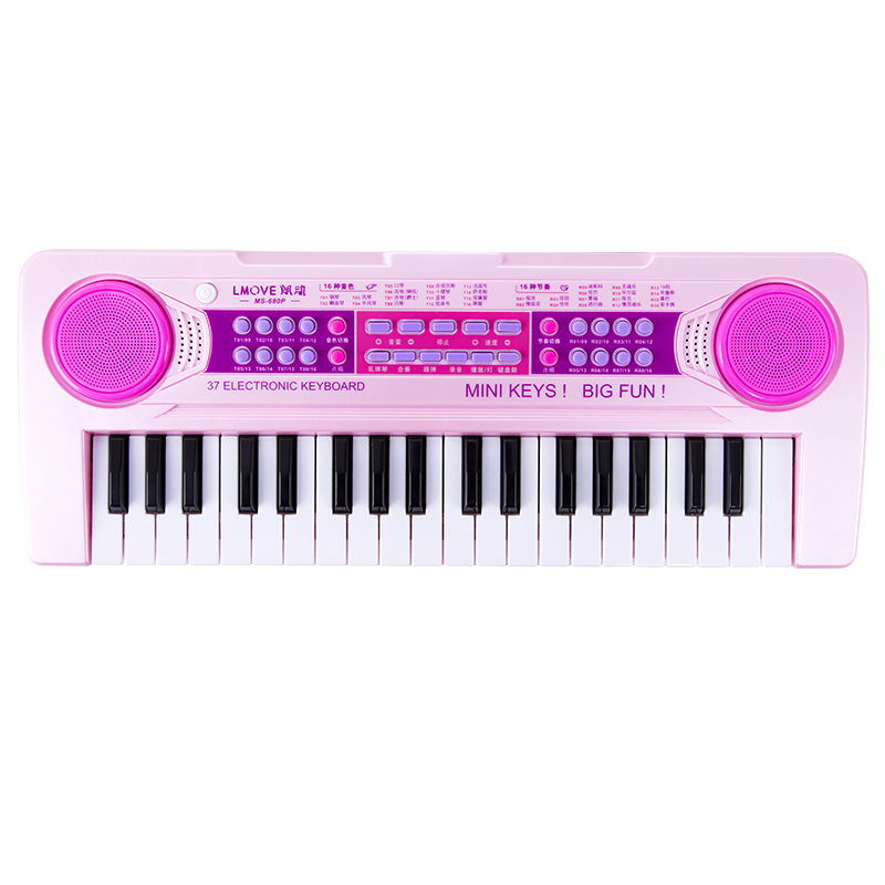 朗动(LMOVE)MS-680P儿童电子琴37键女孩益智成人初学钢琴琴架玩具37键樱花粉[话筒+可连手机]