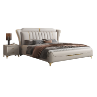 宜木雅居 现代简约轻奢软体皮床1.8米双人主卧婚床1.5气压储物高端科技布床