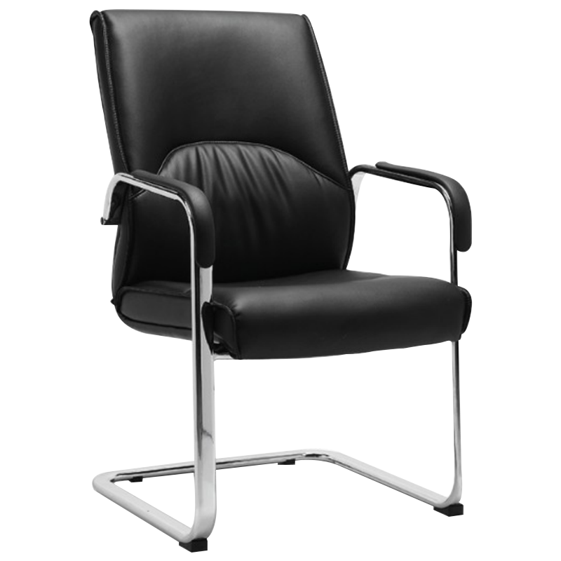风雷动皮质靠背黑色弓形椅办公椅会议椅B款