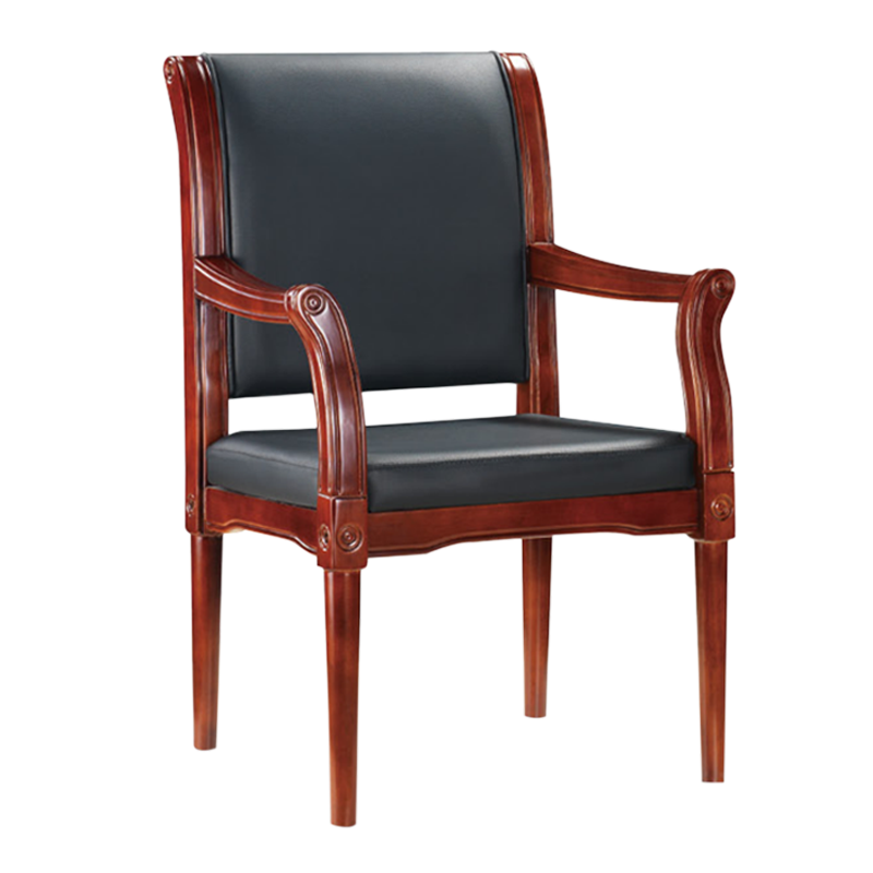 风雷动皮质靠背木扶手办公椅会议椅C款[工厂现做 7天内发货]