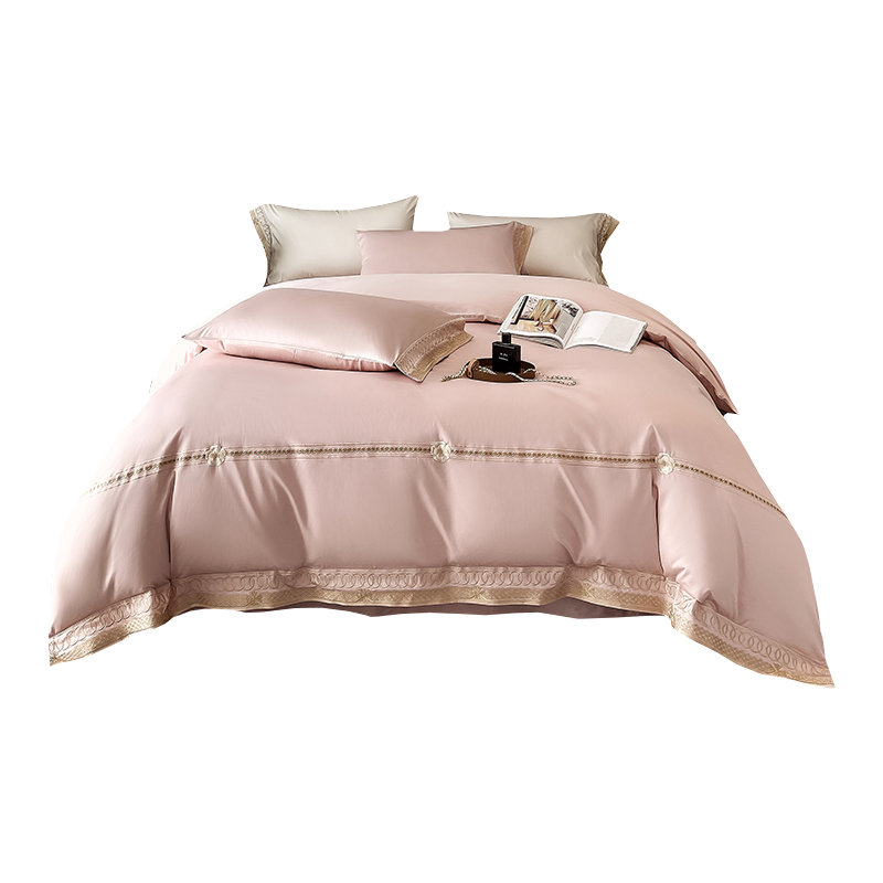 婵思 TJ0KL02201619 80S长绒棉邂逅系列四件套200*230cm邂逅-露娜粉