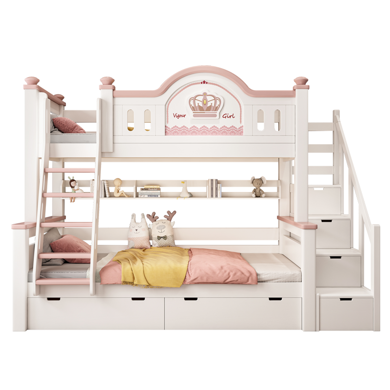 百冠环球 上下床现代简约简易床全实木儿童床子母床樱桃木上下床双层床高低床成人床大人床成年床多功能母子床上下铺木床宿舍床