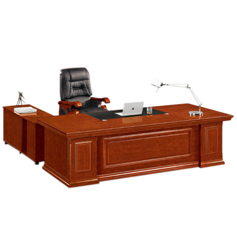誉佳鑫胡桃色总裁办公桌老板桌2400*1100*760mm配副柜和三抽柜[工厂现做 7天内发货]