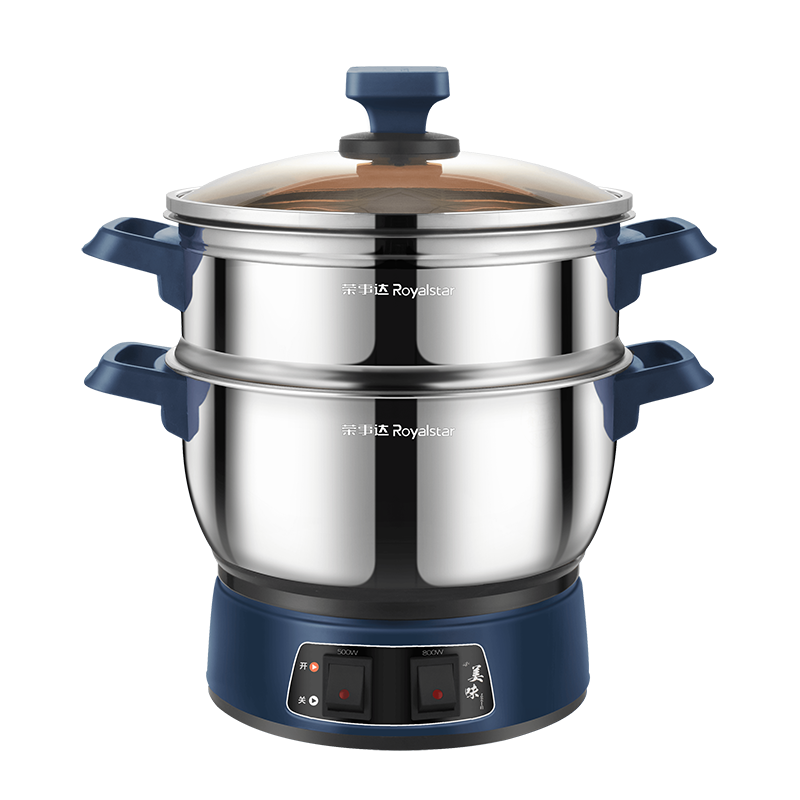 荣事达Royalstar多功能锅多用途锅电炒锅电蒸锅电煮锅食品级不锈钢电炖锅电火锅炒菜锅RDG-X26F单笼