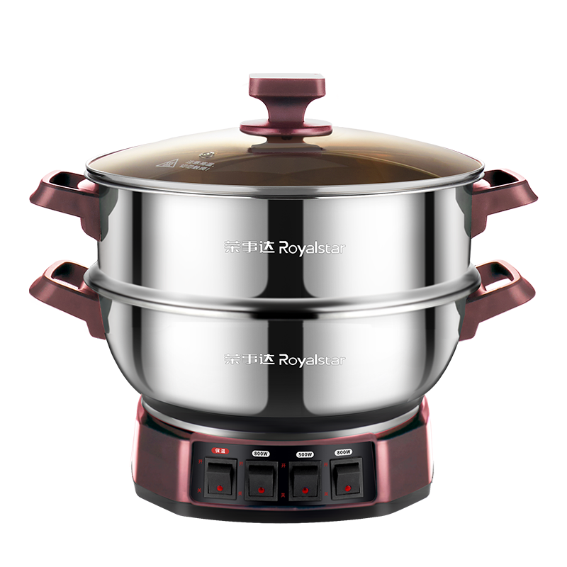 荣事达Royalstar多用途锅 电蒸锅 多功能电煮锅电火锅电炒锅不锈钢电热锅蒸包子锅RDG-ZH32B单笼