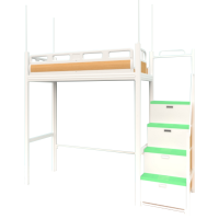 阿拉贡中上走梯铁床宿舍寝室二人位高架床4600*900*2100mmB款