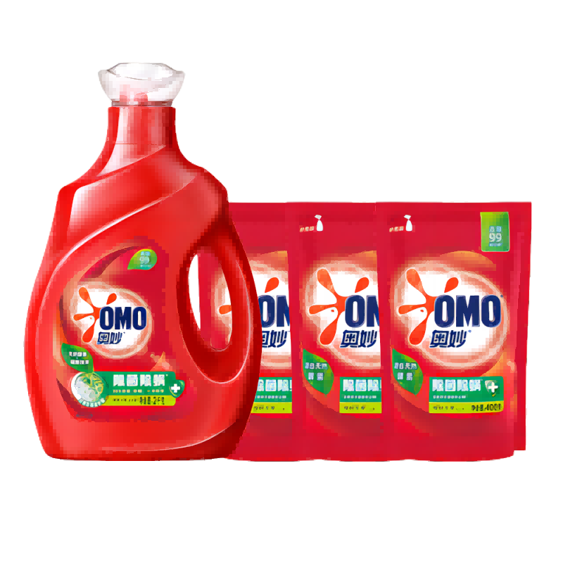 [奥妙洗衣液6.4斤]除菌除螨/深层洁净 浓缩天然酵素 持久留香 家庭囤货装 除菌除螨2kg+补充装400g*3