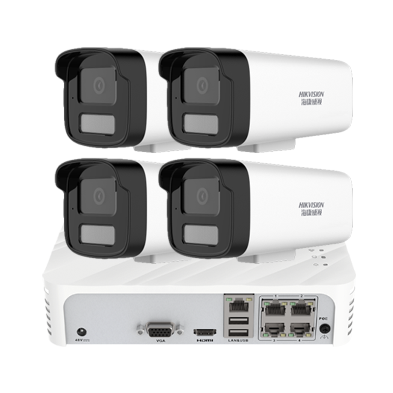 海康威视300万全彩夜视POE版套装6路(6台摄像机+1台8路录像机) 监控摄像头网络摄像机户外探头安防设备