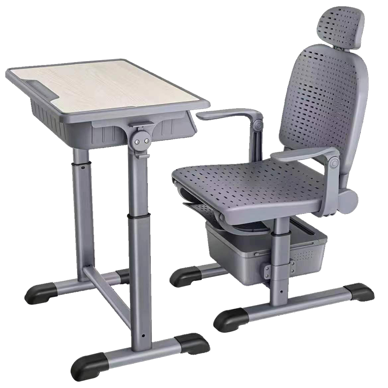 缑氏单学生课桌椅人塑钢手摇调节可午休课桌椅[工厂现做 7天内发货]