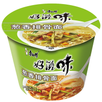 康师傅 好滋味葱香排骨方便面桶装 12桶整箱 夜宵方便面速食代餐面