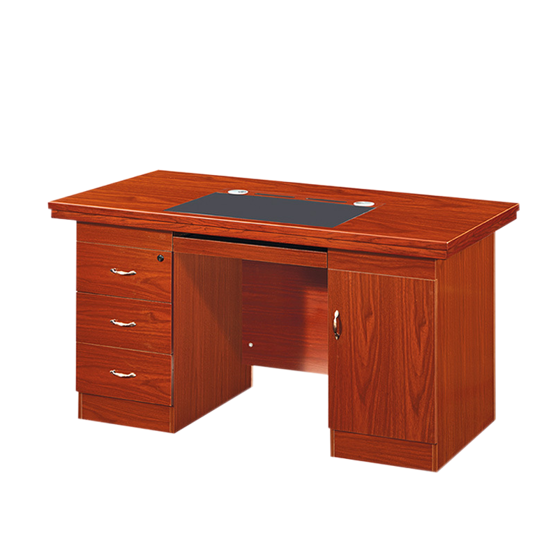 东升顺胡桃色总裁办公桌老板桌1400*700*760mm配固定抽屉和机箱柜[工厂现做 7天内发货]