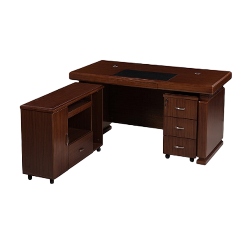 办公家具大班台办公桌油漆办公桌实木贴皮电脑桌HFHC758 中式现代1.6米