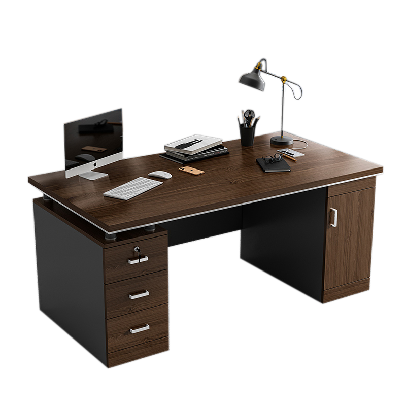 东升顺时尚老板桌办公桌组合1400*700*760mm固定三抽柜和主机箱[工厂现做 7天内发货]