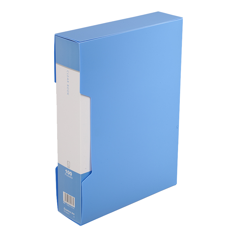 齐心 PF100AK-1 A4 100袋 大容量资料册 带外壳 蓝
