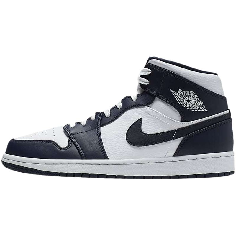 耐克Jordan Air Jordan 1 Mid 中帮 复古篮球鞋 男款 黑曜石 554724-174