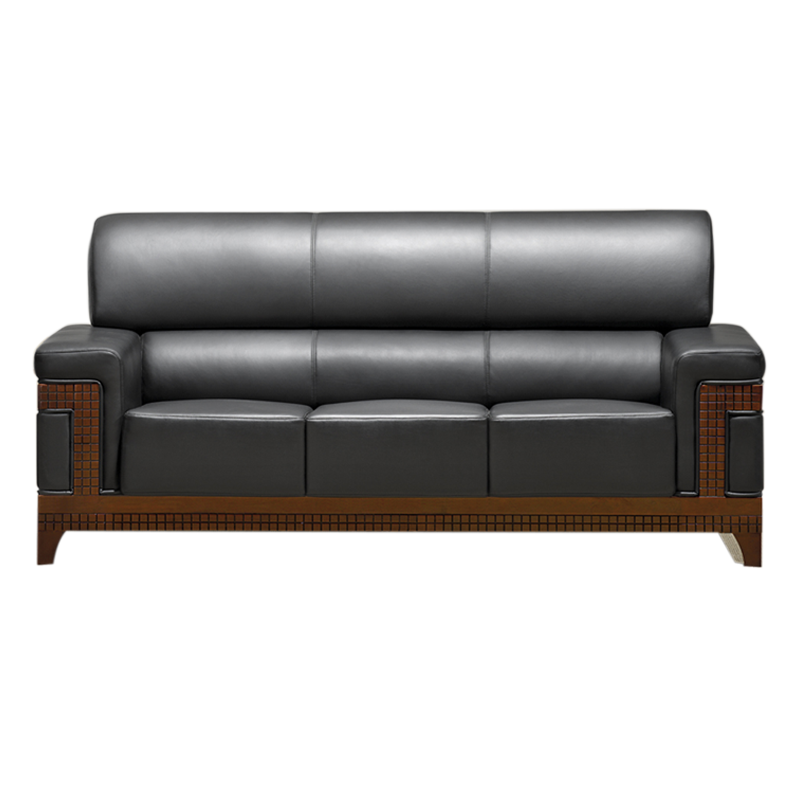 苏兴盛商务办公三人位牛皮皮沙发洽谈会客接待[工厂现做 7天内发货]