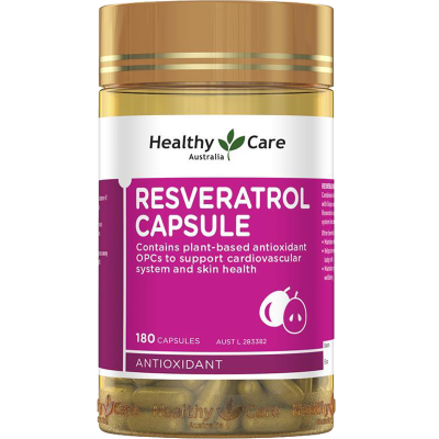 Healthy Care 白藜芦醇 硬胶囊 180粒 1瓶 含葡萄籽 维生素C 天然植物萃取 澳洲进口(膳食营养补充剂)