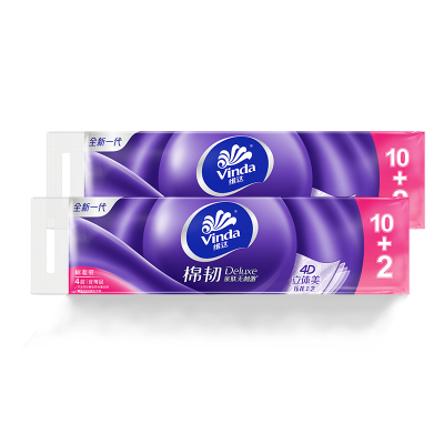 维达棉韧立体美4D压花实芯卷纸4层120g24卷卫生纸 家用实惠装无芯卷筒纸纸巾厕纸(新旧包装交替发货)