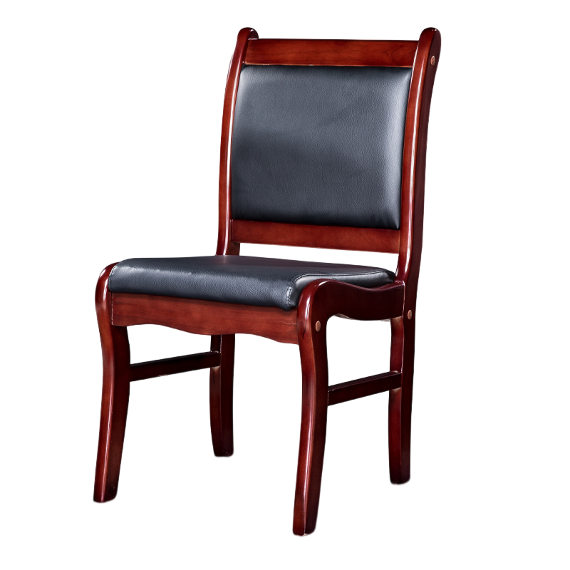 [黎明]CZG88黑色实木/西皮办公椅会议椅会议室四脚实木椅W460*D580*H900(把)