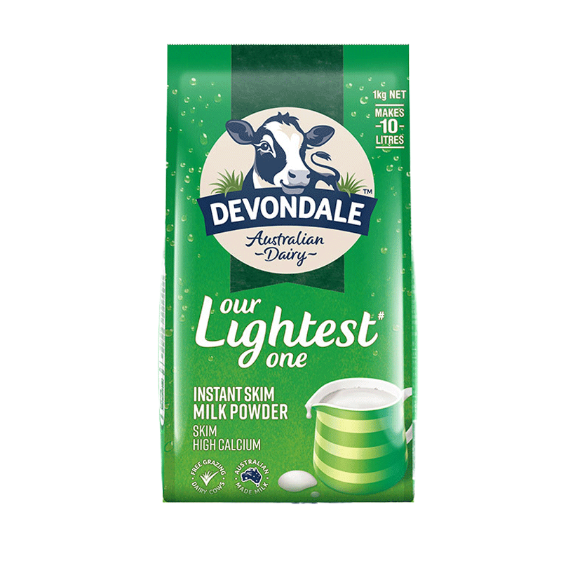 澳大利亚进口德运(Devondale)脱脂高钙成人奶粉 1kg/袋 进口奶粉 学生奶粉 *3件装