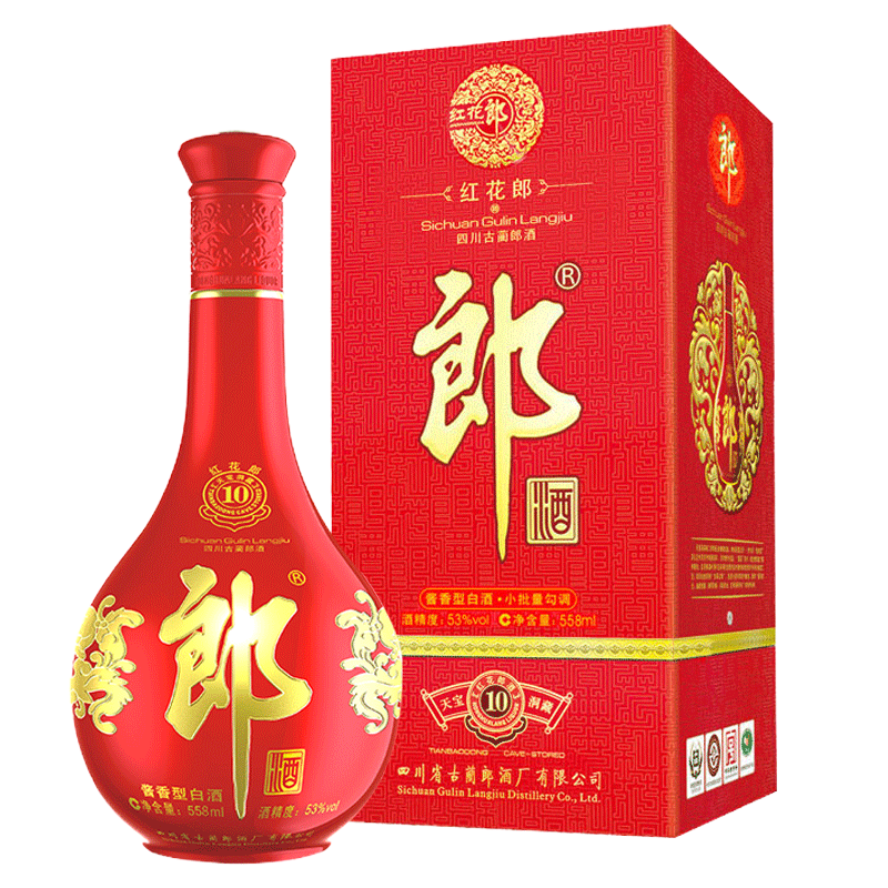 [郎酒旗舰店红花郎]郎酒 红花郎十(10)53度酱香型白酒 558ml 单瓶装