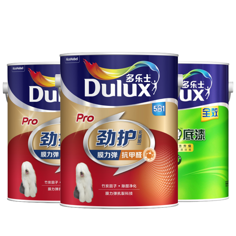 多乐士(Dulux)劲护无添加竹炭膜力弹抗甲醛五合一内墙乳胶漆墙面漆A8181+A931套装 15L