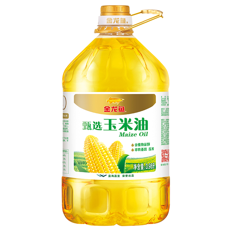 金龙鱼甄选玉米油3.98L/桶非转基因压榨家用烘焙食用油